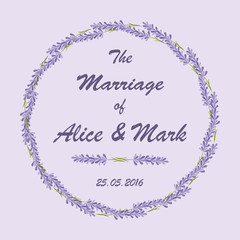 Fototapeta premium Lavender wreath. Illustration for greeting cards