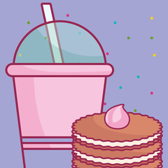 plastic cup with straw and cookie