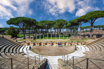 Roman ancient theater in Ostia Antica, Rome