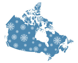 Karte von Kanada mit Schneeflocken