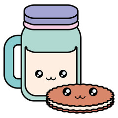 cute beverage jar with cookies kawaii characters