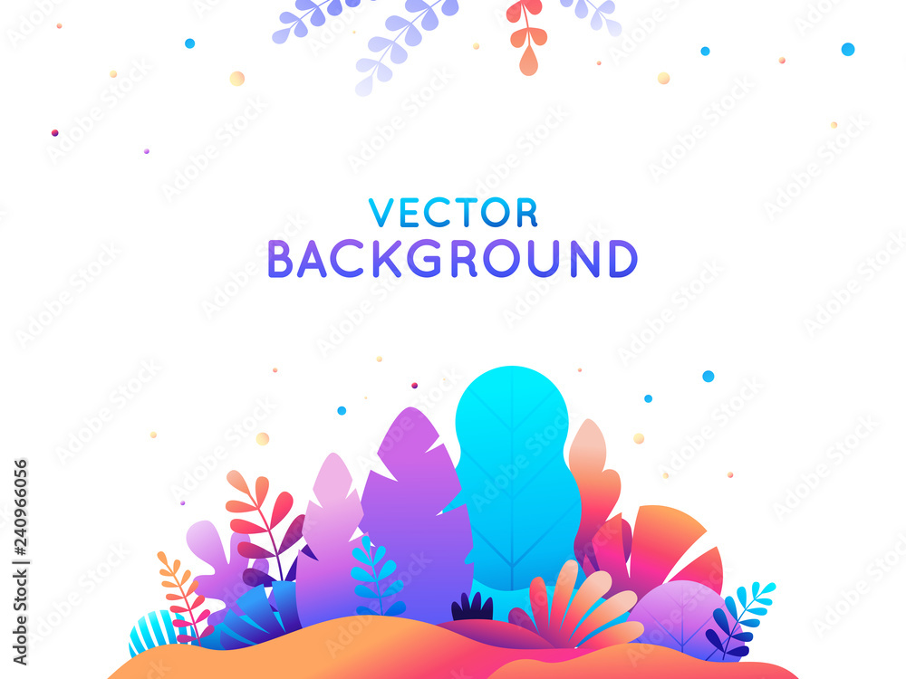 Poster vector illustration in trendy flat style and bright vibrant gradient colors - background with copy s