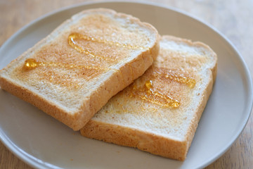Toasted breads with honey