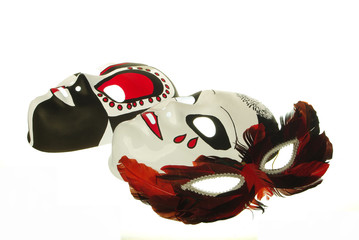 Carnival masks on a white background. Isolated on white