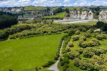 Country road leading to Rangitikei white cliffs in New Zealand