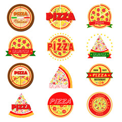 Set of pizza labels and badges