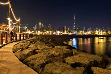 Foto op Canvas Dubai slyline from La Mer to sheikh Zayed Road and Dubai Downtown, United Arab Emirates © hossein1351