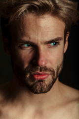 Fototapeta premium Sexy naked man on black background
