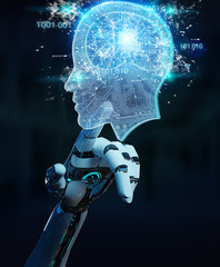Naklejka na ściany i meble Cyborg creating artificial intelligence 3D rendering