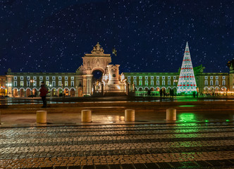 Lisbon - Portugal, starry sky on the Commerce Square
