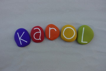 Fototapeta Karol, feminine and masculine given name with colored stones obraz