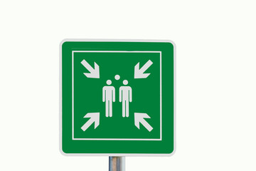 Grünes quadratisches Symbol für Sammelplatz