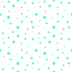 Stars seamless pattern, turquoise blue color