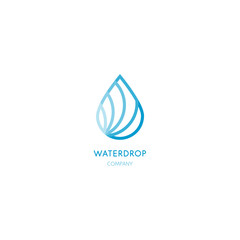 Aqua logo template. Outline design. Abstract leaf emblem. Simple linear drop graphic illustration. Droplet Vectors.