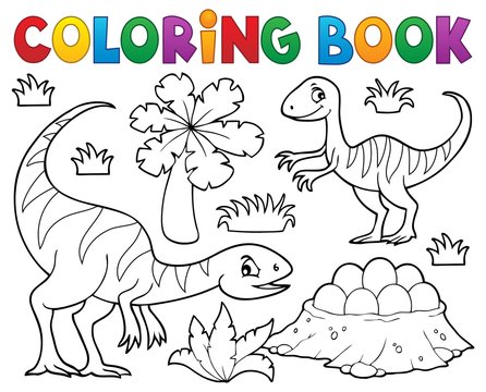 Coloring book dinosaur subject image 1