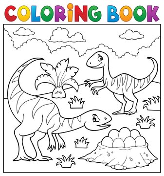 Coloring book dinosaur subject image 2