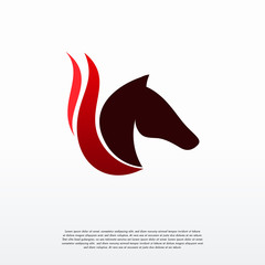 Simple Head Horse with swoosh symbol, Horse Equestrian logo template