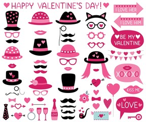 Valentines Day party props (hats, lips, mustaches) © lattesmile