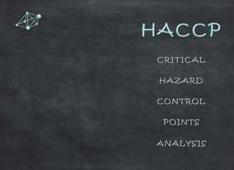 Fototapeta na wymiar HACCP - Concept on black chalkboard