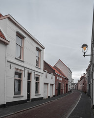 Empty streets during the winter in Bergen op Zoom, the Netherlands