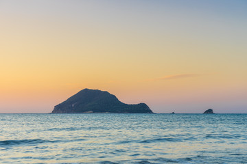 Naklejka na ściany i meble Greece, Zakynthos, Beautiful marathonisi island also called turtle island in sunrise atmosphere