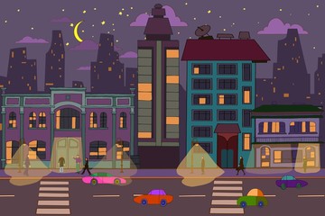 Fototapeta premium Night city hand drawn background