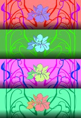 Set of four  patterns in art Nouveau style.Vector illustration.