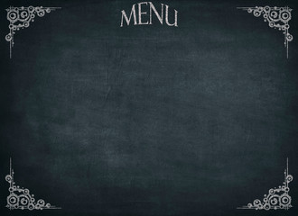 Menu text concept on blue blackboard