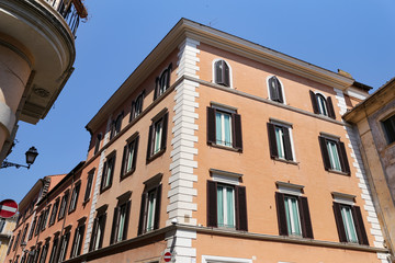Fototapeta na wymiar Facade of a Building in Rome, Italy
