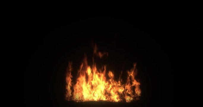 Real fire flame vfx element. Campfire. Burning fire isolated on black background. Clean Flames Burning. 