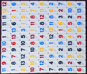 pieces of rummy placed in order on the table