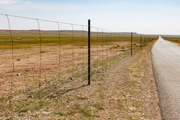 wire mesh along the highway, Inner Mongolia