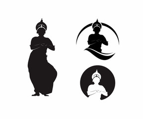 silhouette of traditional india dance vector illustration