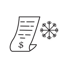 snowflake and invoice icon. winter vector design graphic illustr