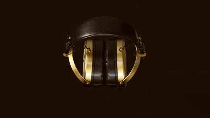 Gold Vintage Headphones 3D illustration 3d render	