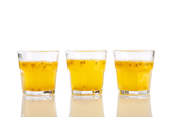 Three Passion Fruit Drinks on a White Background