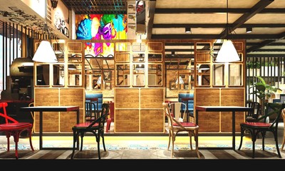3d render of restaurant cafe