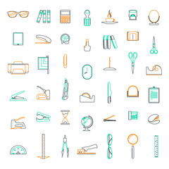 Vector line icons Set in flat design office and business with elements for mobile concepts and web apps.
