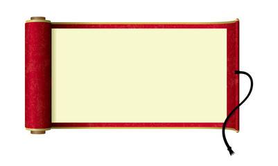 Obraz premium Japanese scroll paper illustration (red)