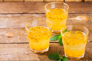 Closeup of passion fruit drinks