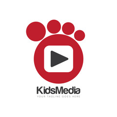 kids media play logo and icon vector design template