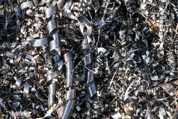 Metal shavings and steel wool at the junkyard