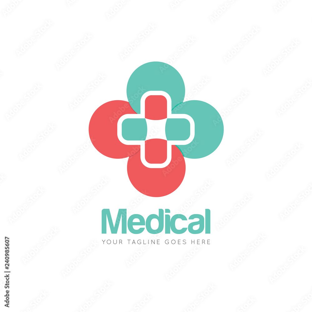 Wall mural medical cross logo and icon vector design template