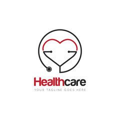 medical health care with stethoscope logo and icon vector design template