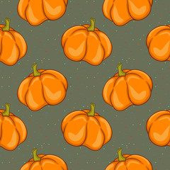 Pumpkin texture. Autumnal illustrative seamless pattern. Vector background.