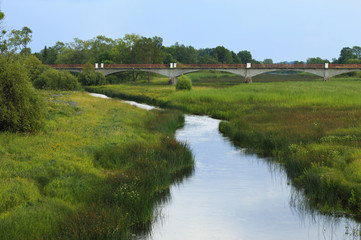 Bridge over the Kasari River in summer.