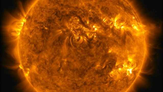 Time lapse animation of the solar flare radiation and a big eruption of plasma . Elements of this image furnished by NASA