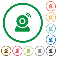 Wireless camera flat icons with outlines