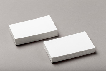 Photo of business cards stack. Template for branding identity