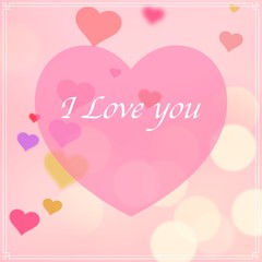 valentines day card with I love you written on pink heart
